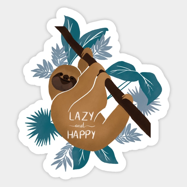 Lazy and happy Sticker by RosanneCreates